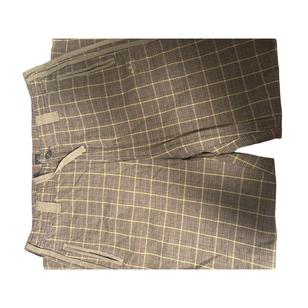 Adidas Originals Brown Plaid Side Stripe Pants Y2K Retro Size 40